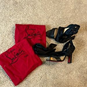 Black open toed lace up Christian Louboutin